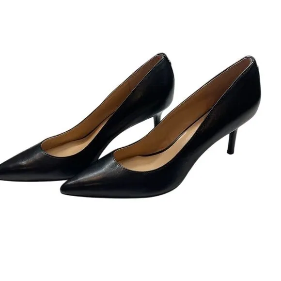 NWOB LAUREN Ralph Lauren Classic Black Leather Pointed Toe Pumps Mid Heel Sz 9.5