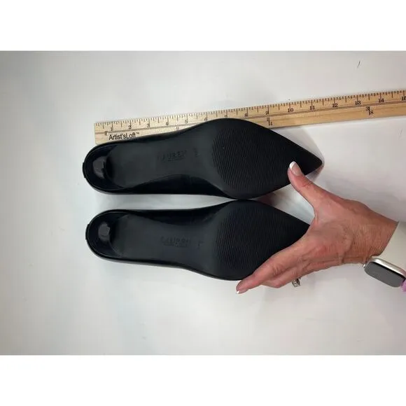 NWOB LAUREN Ralph Lauren Classic Black Leather Pointed Toe Pumps Mid Heel Sz 9.5