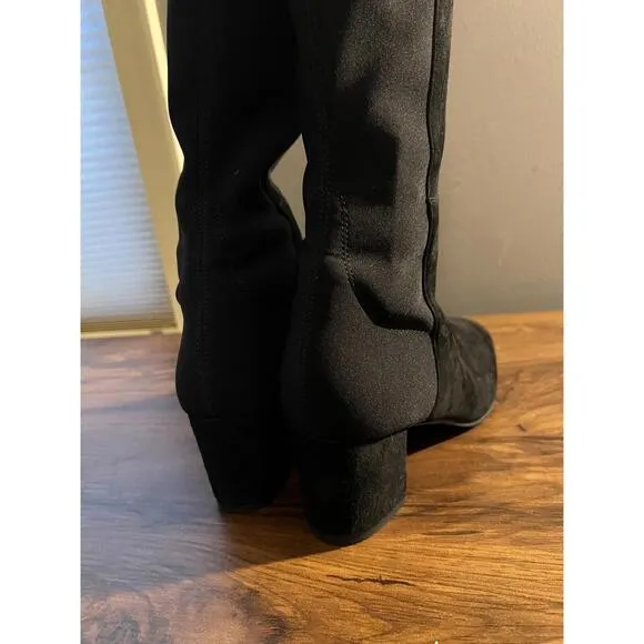 NWOB Stuart Weitzman Gillian 60 Black Suede Over The Knee Boots US 7 37.5 $750