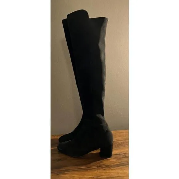 NWOB Stuart Weitzman Gillian 60 Black Suede Over The Knee Boots US 7 37.5 $750