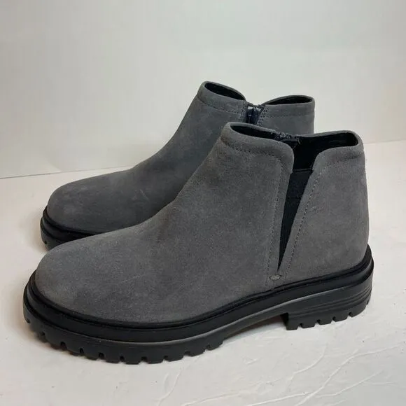 NWOB Vaneli Gray Suede Chelsea Boots Size 9 Chunky Sole Ankle Booties