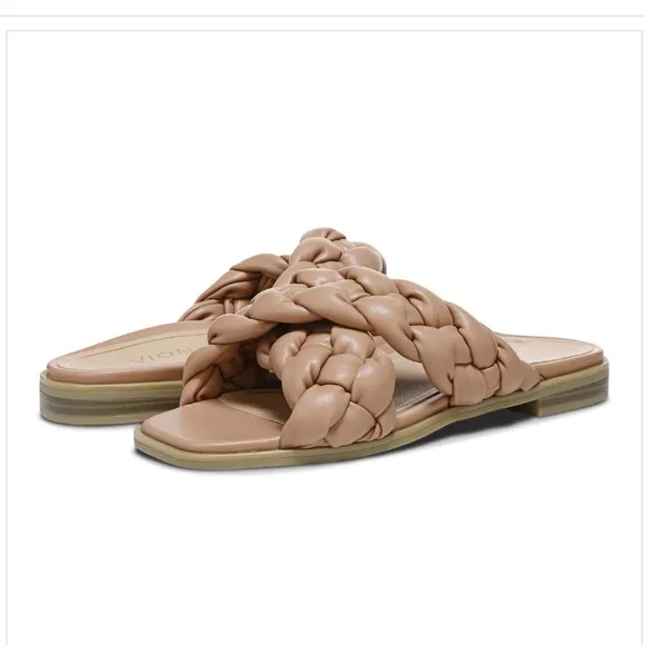 NWOB Vionic Kalina Women's Slide On Braided Sandals In Nude Size 9