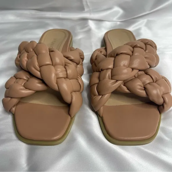 NWOB Vionic Kalina Women's Slide On Braided Sandals In Nude Size 9