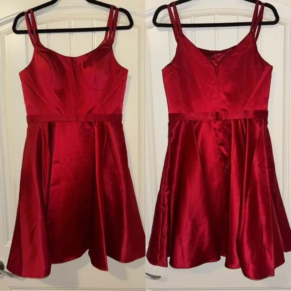 NWOT Abby Paris Red A Line Scoop Neck Mini Dress w/ Pockets