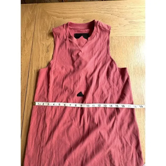 NWOT ADIDAS Sporty Sleeveless Stretch Maxi Dress Pink Athletic Tank w/Slit SMALL
