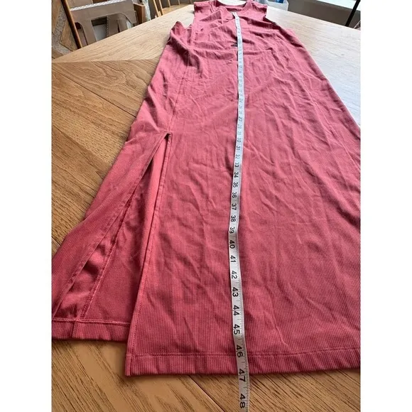NWOT ADIDAS Sporty Sleeveless Stretch Maxi Dress Pink Athletic Tank w/Slit SMALL