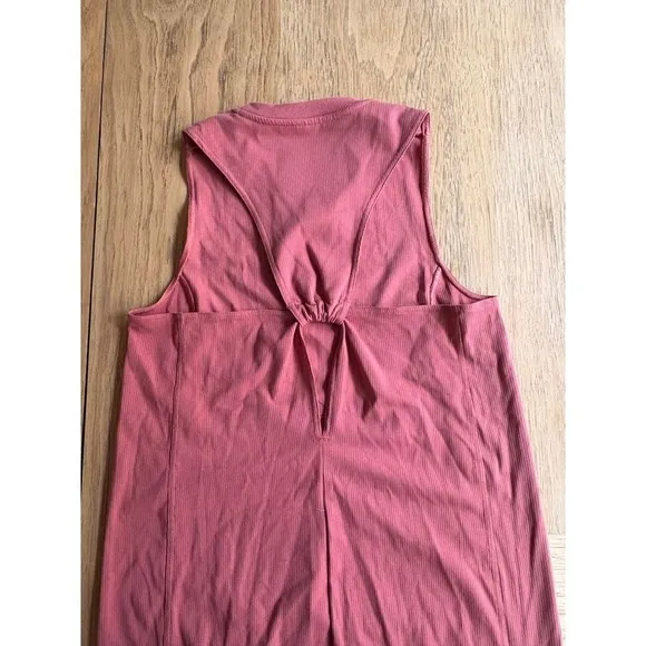 NWOT ADIDAS Sporty Sleeveless Stretch Maxi Dress Pink Athletic Tank w/Slit SMALL