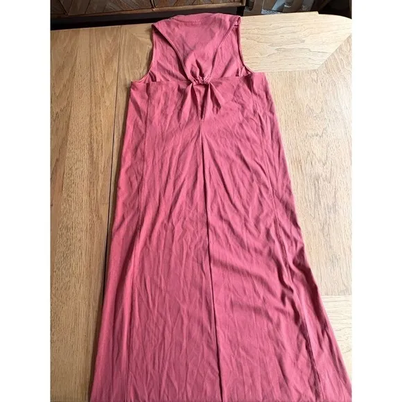 NWOT ADIDAS Sporty Sleeveless Stretch Maxi Dress Pink Athletic Tank w/Slit SMALL