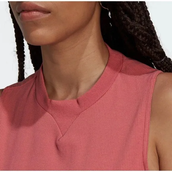 NWOT ADIDAS Sporty Sleeveless Stretch Maxi Dress Pink Athletic Tank w/Slit SMALL