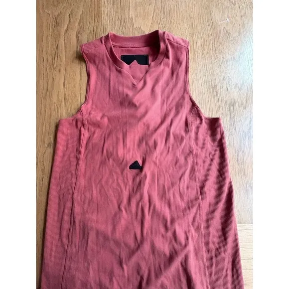 NWOT ADIDAS Sporty Sleeveless Stretch Maxi Dress Pink Athletic Tank w/Slit SMALL