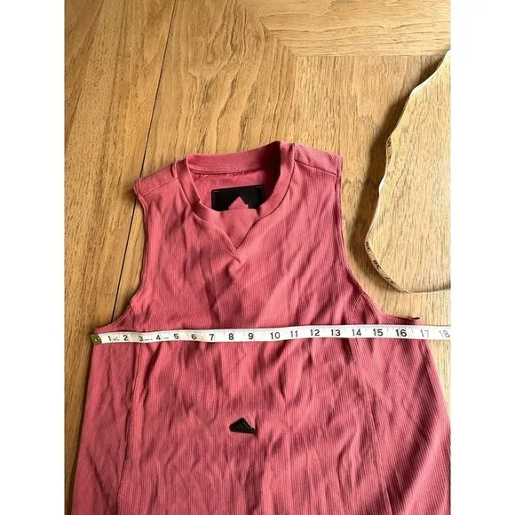 NWOT ADIDAS Sporty Sleeveless Stretch Maxi Dress Pink Athletic Tank w/Slit SMALL