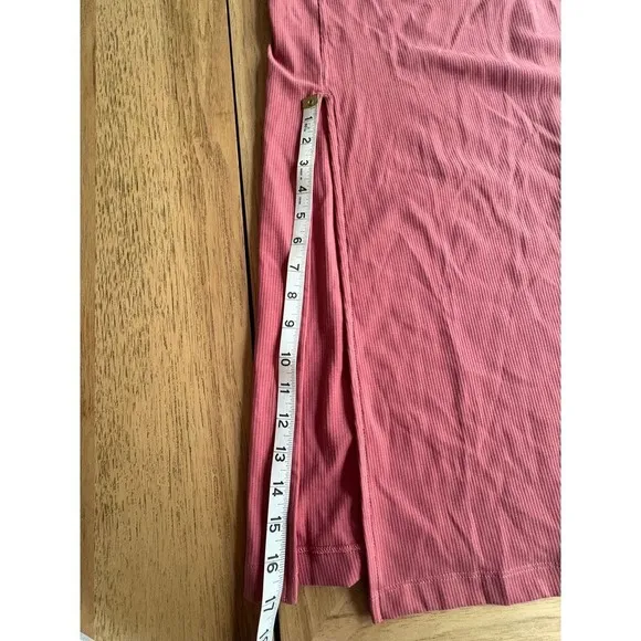 NWOT ADIDAS Sporty Sleeveless Stretch Maxi Dress Pink Athletic Tank w/Slit SMALL