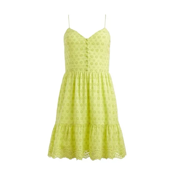 NWOT Alice   Olivia FAE SPAGHETTI STRAP MINI DRESS in Lemon Sorbet SZ 4
