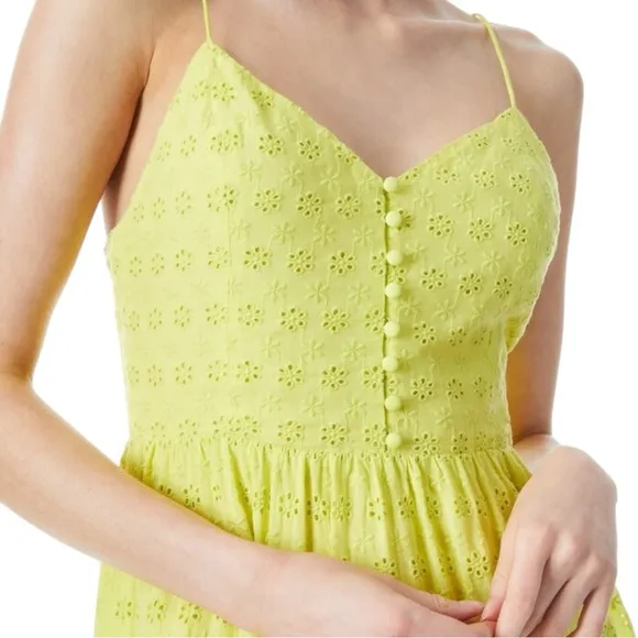 NWOT Alice   Olivia FAE SPAGHETTI STRAP MINI DRESS in Lemon Sorbet SZ 4