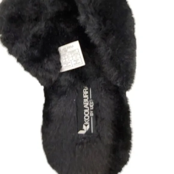 NWOT black faux fur Koolaburra BY UGG Ballia slide slippers size 10