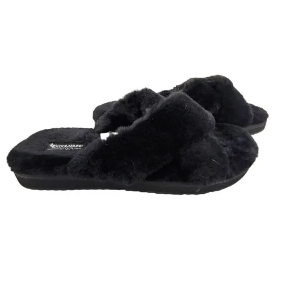 NWOT black faux fur Koolaburra BY UGG Ballia slide slippers size 10