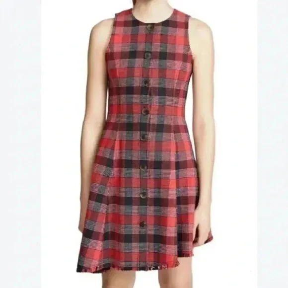 NWOT Derek Lam 10 Crosby Plaid Button Down Dress 2