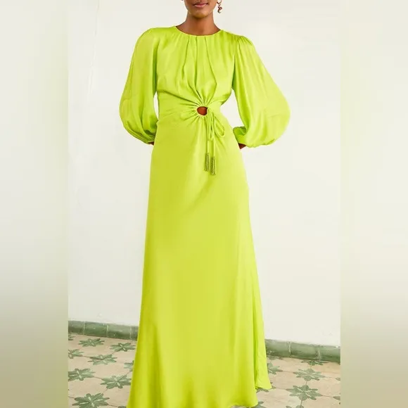 NWOT Farm Rio Lime Circle Cut Out Lenzing™ Ecovero™ Viscose Midi Dress small