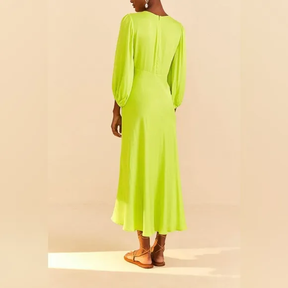 NWOT Farm Rio Lime Circle Cut Out Lenzing™ Ecovero™ Viscose Midi Dress small