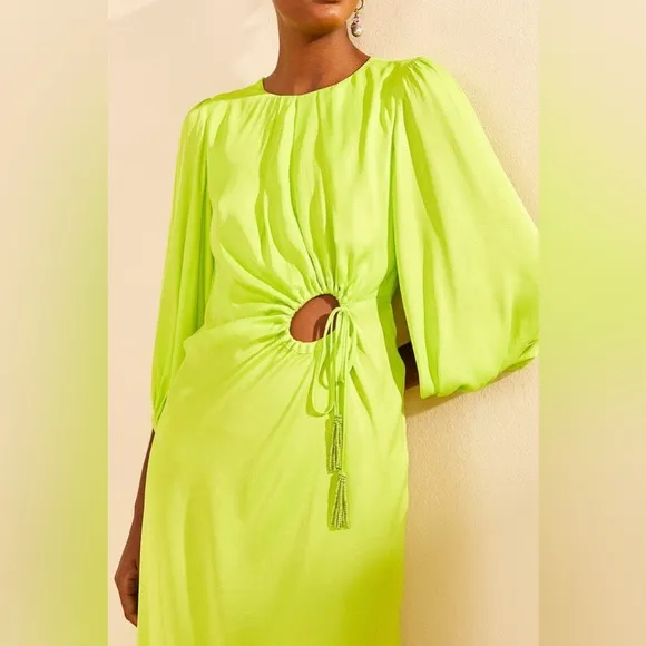 NWOT Farm Rio Lime Circle Cut Out Lenzing™ Ecovero™ Viscose Midi Dress small