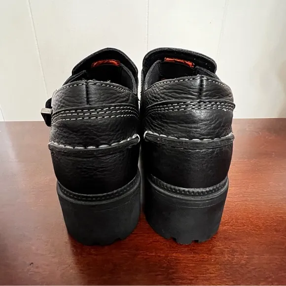 NWOT Harley Davidson vintage Black Leather Tatum Buckle moto ankle Boots 7.5