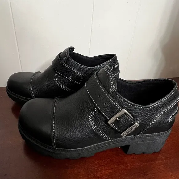 NWOT Harley Davidson vintage Black Leather Tatum Buckle moto ankle Boots 7.5
