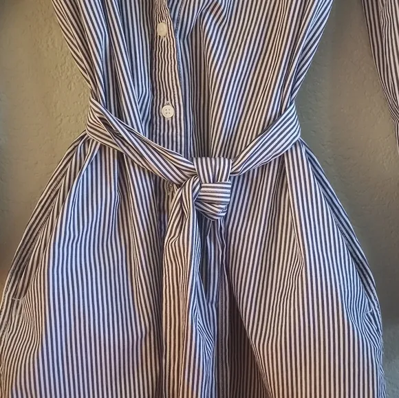 NWOT J. Crew Classic Preppy Striped Btton Down dress with slash pockets