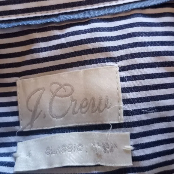 NWOT J. Crew Classic Preppy Striped Btton Down dress with slash pockets