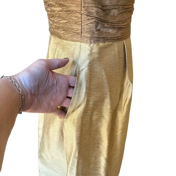 NWOT Kay Unger Sequin and Silk Mini Party Dress in Gold Size 8