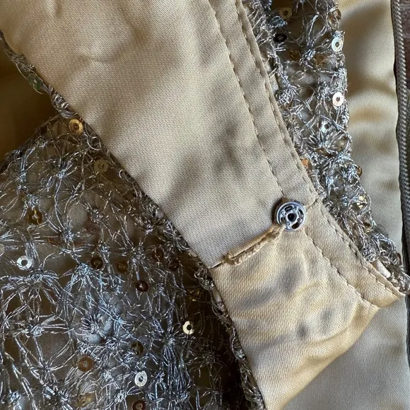 NWOT Kay Unger Sequin and Silk Mini Party Dress in Gold Size 8