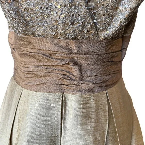 NWOT Kay Unger Sequin and Silk Mini Party Dress in Gold Size 8