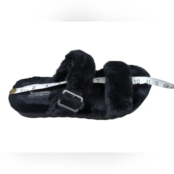 NWOT Koolaburra By UGG Black Faux Fur  Slides Slippers Women's Size 11