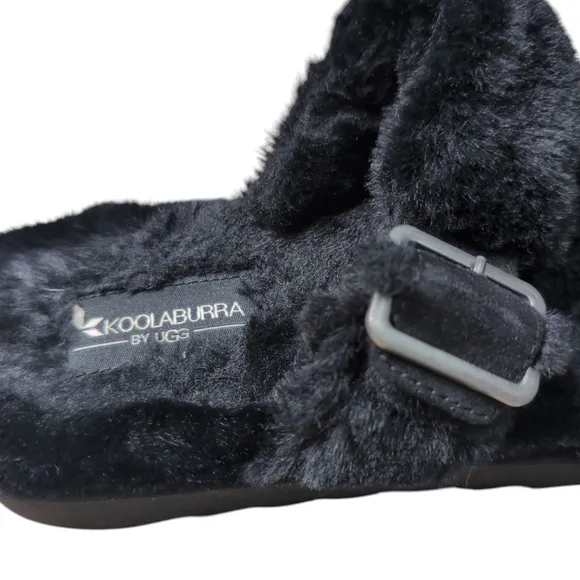 NWOT Koolaburra By UGG Black Faux Fur  Slides Slippers Women's Size 11