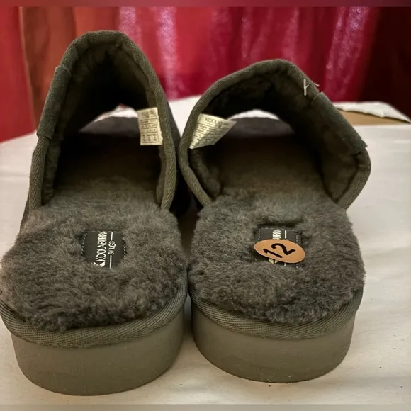 NWOT Koolaburra by Ugg Dawson Slide Sandals Mens Size 12 Gray Suede Faux Fur