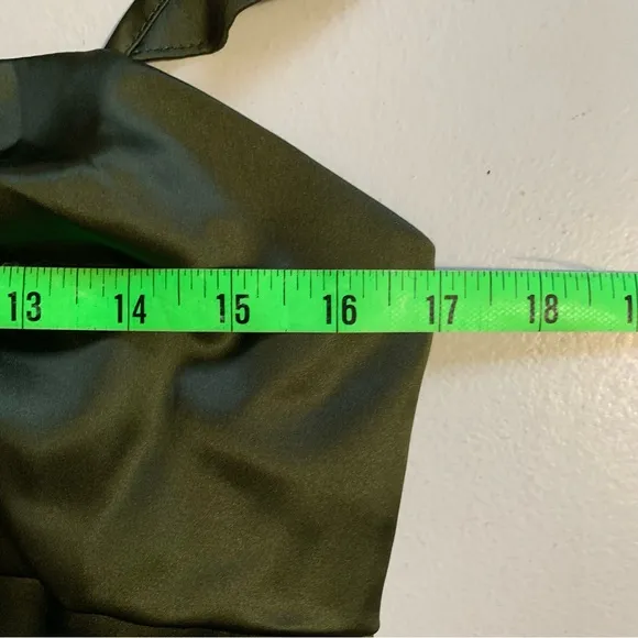 NWOT Lulus Size XL Exuberant Luxury Olive Green Satin Ruffled Lace-Up Maxi Dress