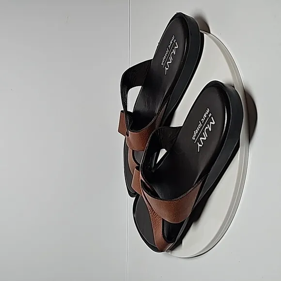 NWOT MJNY Marc Joseph Roman Court Slippers Sandal Flip-flop Leather Brown 10