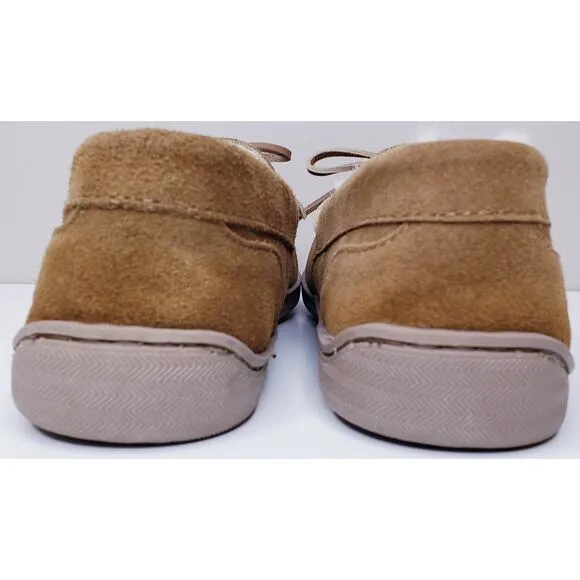 NWOT MY SLIPPERS Men's Size 9 Tan Suede Moccasin Faux Fur Lined Bedroom Shoes