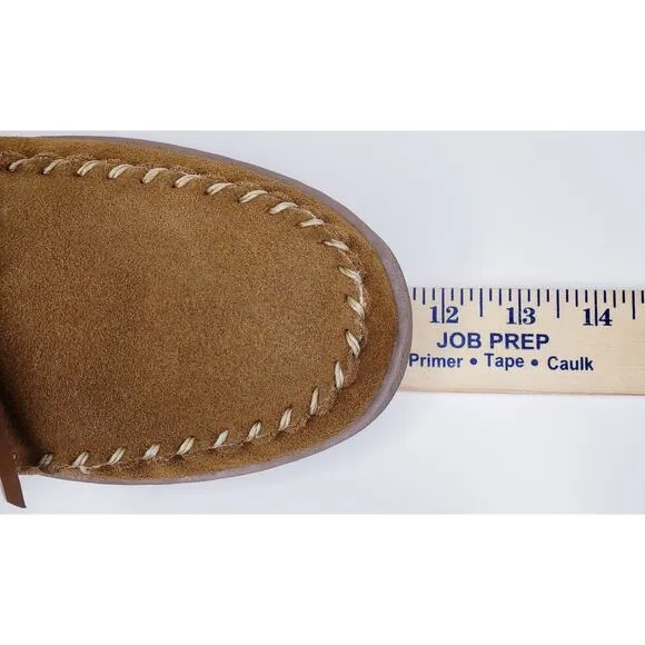 NWOT MY SLIPPERS Men's Size 9 Tan Suede Moccasin Faux Fur Lined Bedroom Shoes