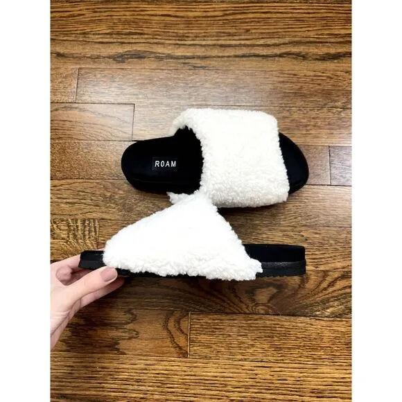 NWOT Roam Fuzzy Shearling Slider Slipper Women's Size 7