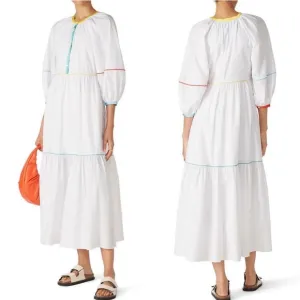 NWOT STAUD- Demi Dress Cotton Poplin Maxi Dress Quite Luxury Classic White