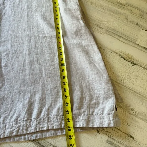 NWOT Tahari 100% Linen Minimalist Lagenlook SleevelessMidi Dress with Tie Grey