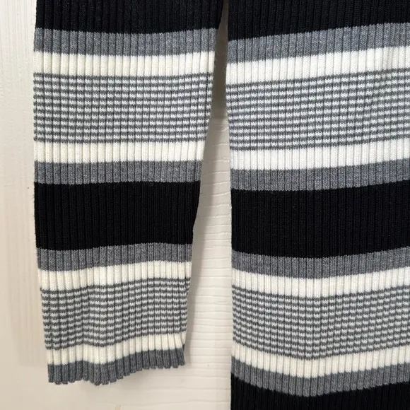 NWOT Theory Empire Wool Stripe Ribbed Merino wool stretch Midi Dress Medium