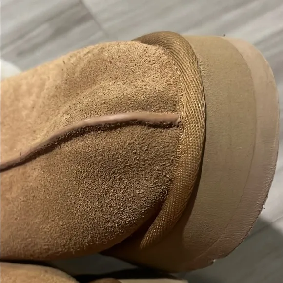 NWOT UGG Disquette Suede Fur Platform Slippers Chesnut Size 8