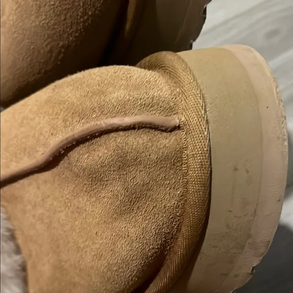 NWOT UGG Disquette Suede Fur Platform Slippers Chesnut Size 8