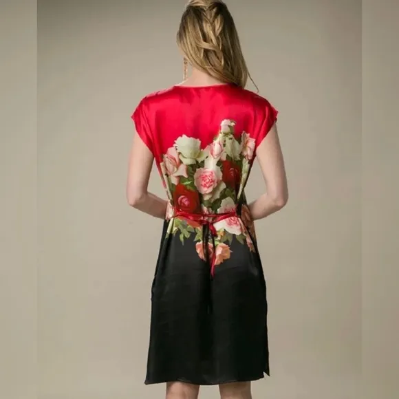 NWT 100% PURE MULBERRY SILK HAND PAINTED DRESS LUXURY TUNIC