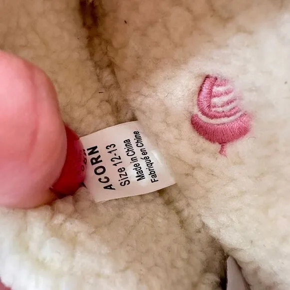 NWT Acorn Jam Kids Toddler Fleece Slip On Mule Slippers Raspberry Size 12-13