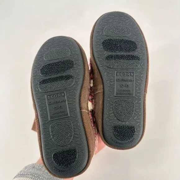 NWT Acorn Jam Kids Toddler Fleece Slip On Mule Slippers Raspberry Size 12-13