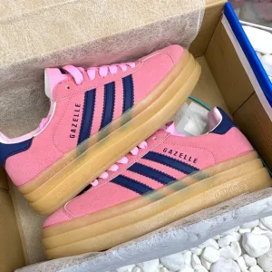 NWT Adidas Originals 2022 Release Gazelle Pink Glow/Blue/Gum Sneaker