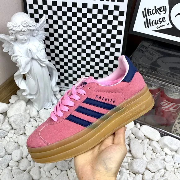 NWT Adidas Originals 2022 Release Gazelle Pink Glow/Blue/Gum Sneaker