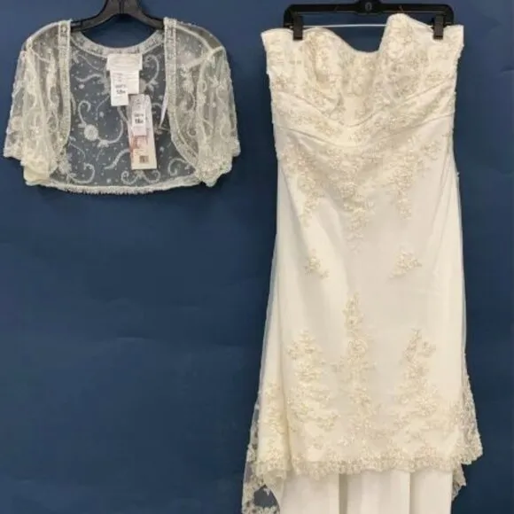 NWT Alfred Angelo Two piece high low beaded wedding dress